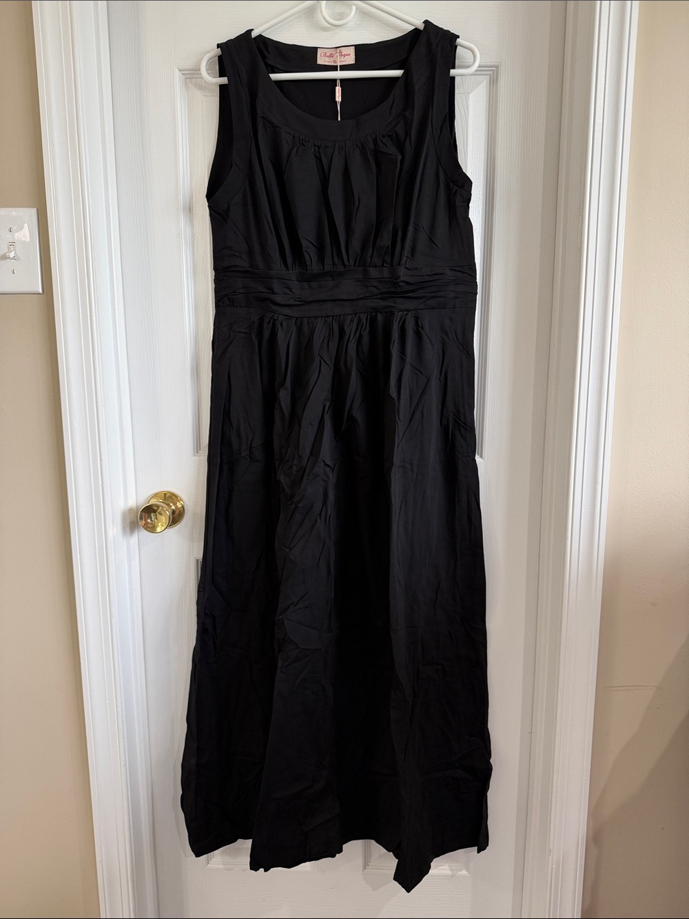 NWT Sleeveless Black Maxi Dress with Pleated Bodice